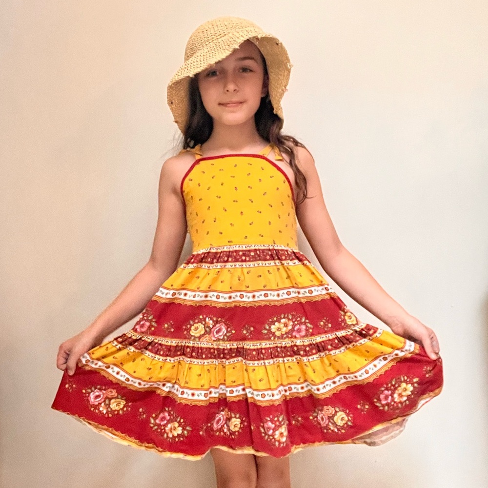Tissus Toselli boho french floral cotton dress‎ size 8